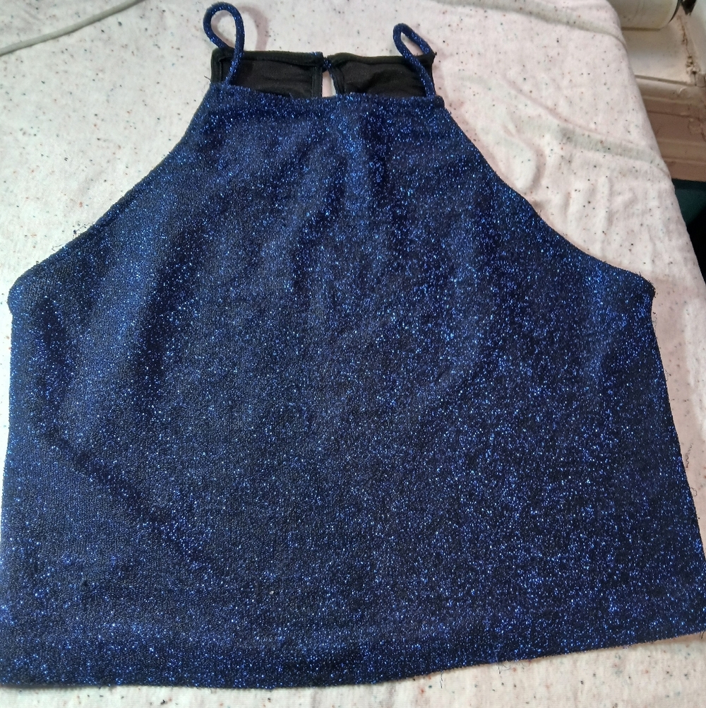 Haute Monde Navy Sparkle Halter Camisole
